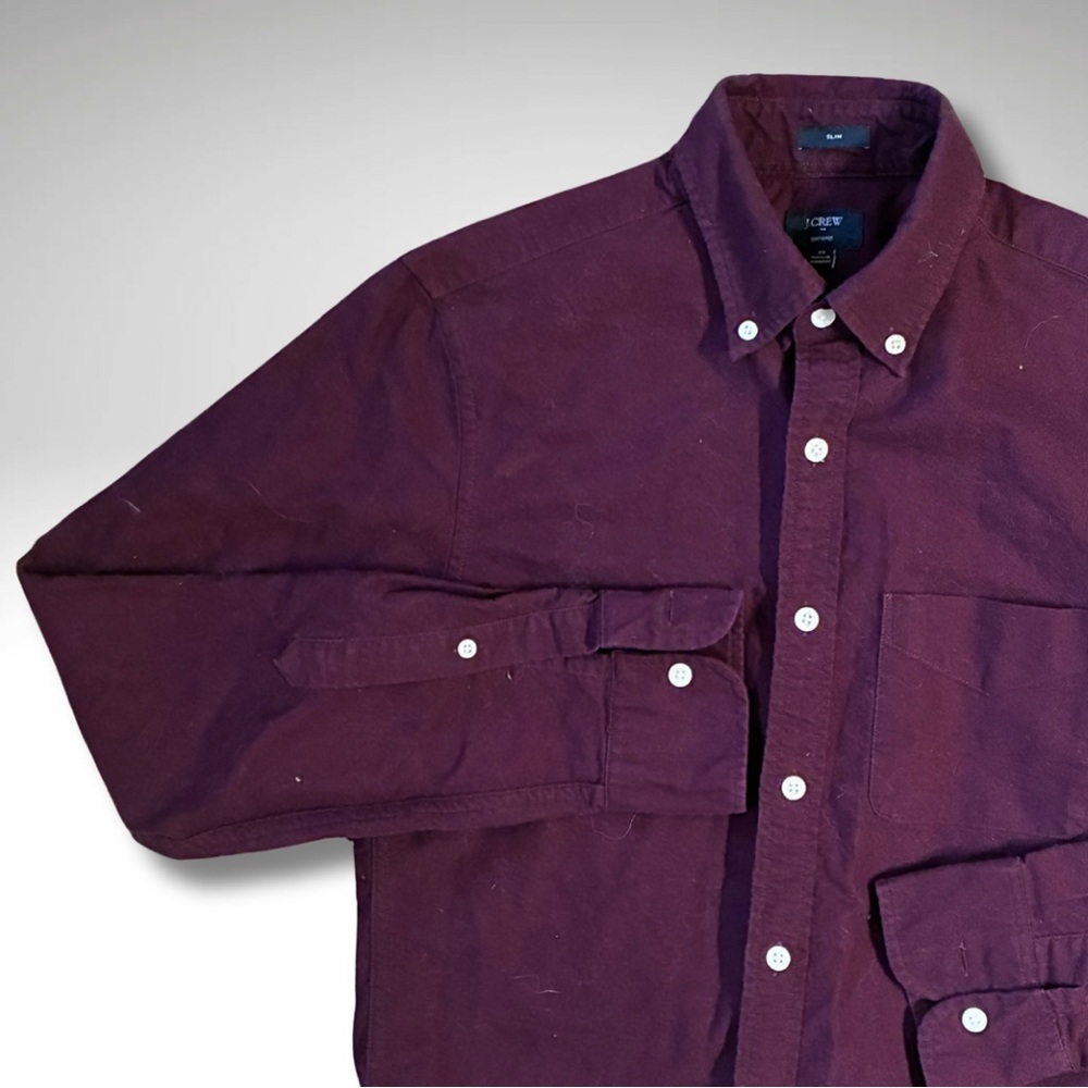 J.Crew Slim Fit Oxblood Burgundy Cotton Oxford Button Front XS